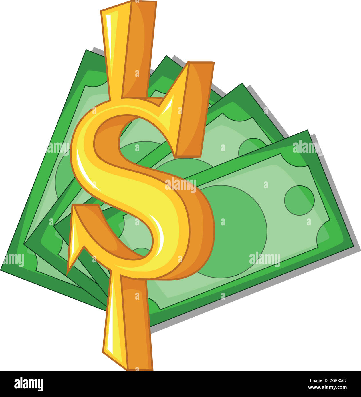 Money icon, cartoon style Stock Vector