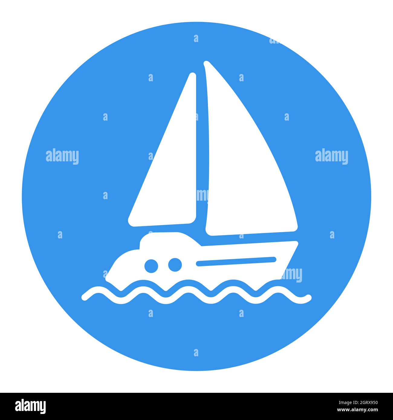 Sailing yacht flat vector white glyph icon isolated Stock Vector