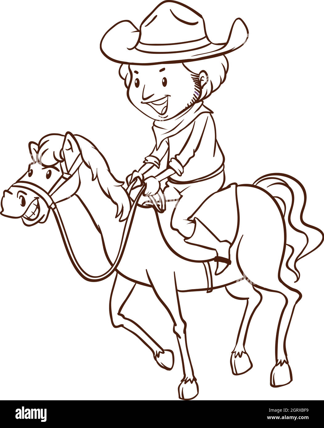 A simple drawing of a cowboy Stock Vector