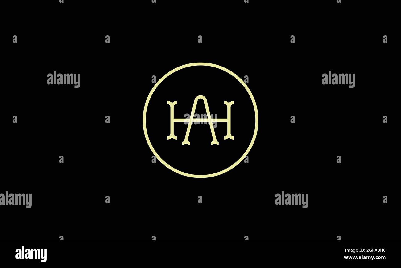 letters ha logo design with negative space effect for illustration use Stock Vector