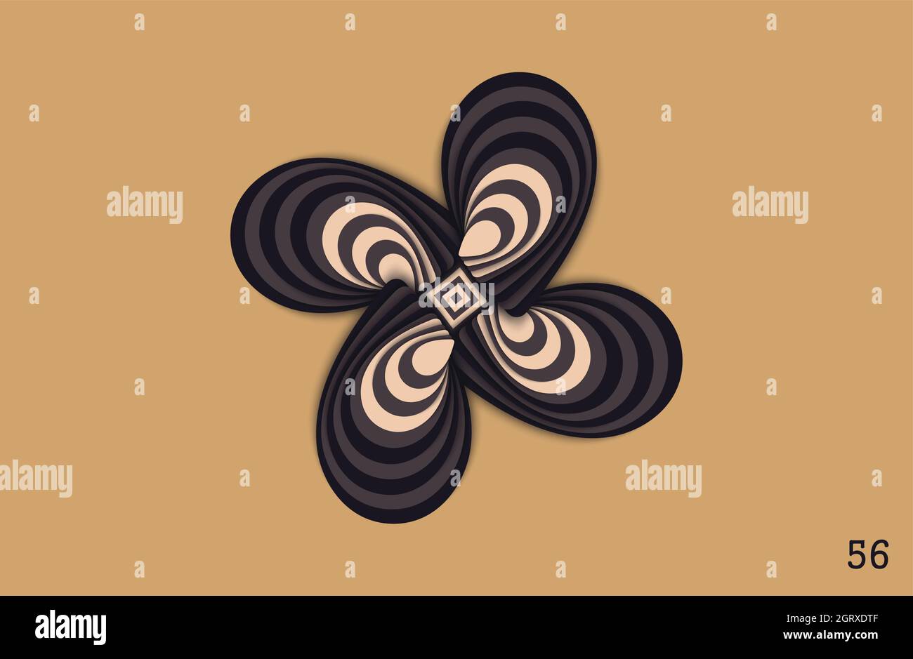 Fantastic flower. Paper art design element composed by overlapping elements. Strict and symmetrical 3D layered structure. Vector illustration Stock Vector