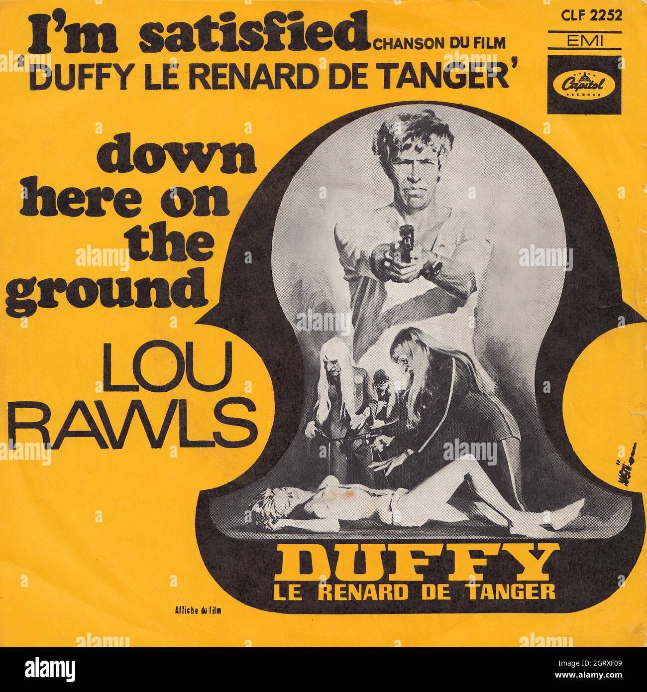 Lou Rawls - Duffy, le renard de Tanger o.s.t. 45rpm - Vintage Vinyl Record Cover Stock Photo