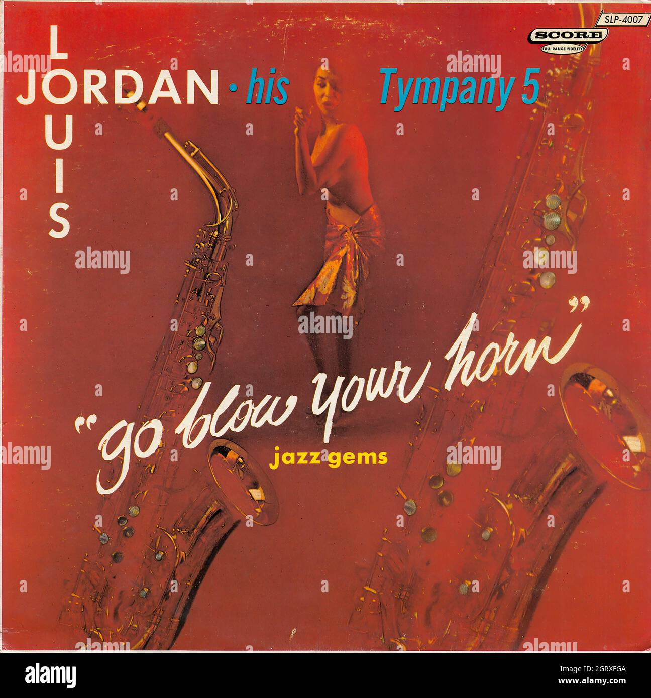 Louis Jordan his Tympany Five - Go blow horn - Vinyl Record Cover Stock Photo - Alamy
