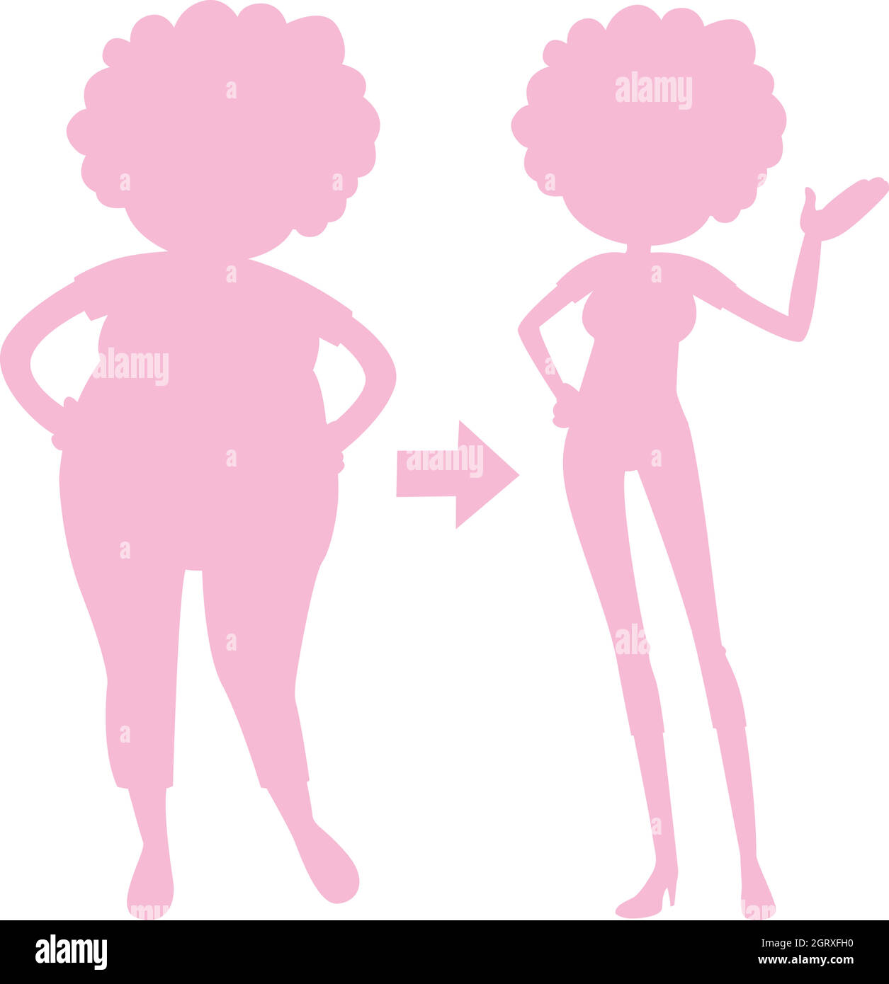 A Pink Silhouette of Body Transformation Stock Vector