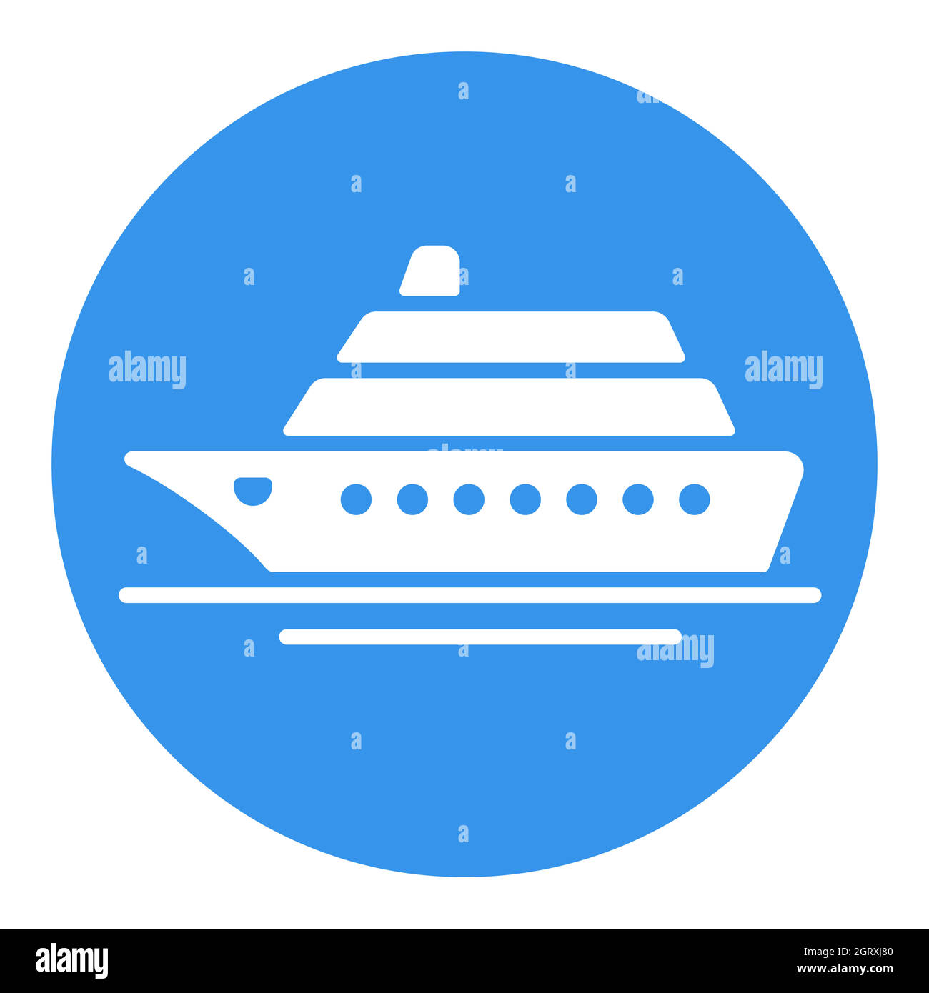 Cruise liner flat vector white glyph icon isolated Stock Vector