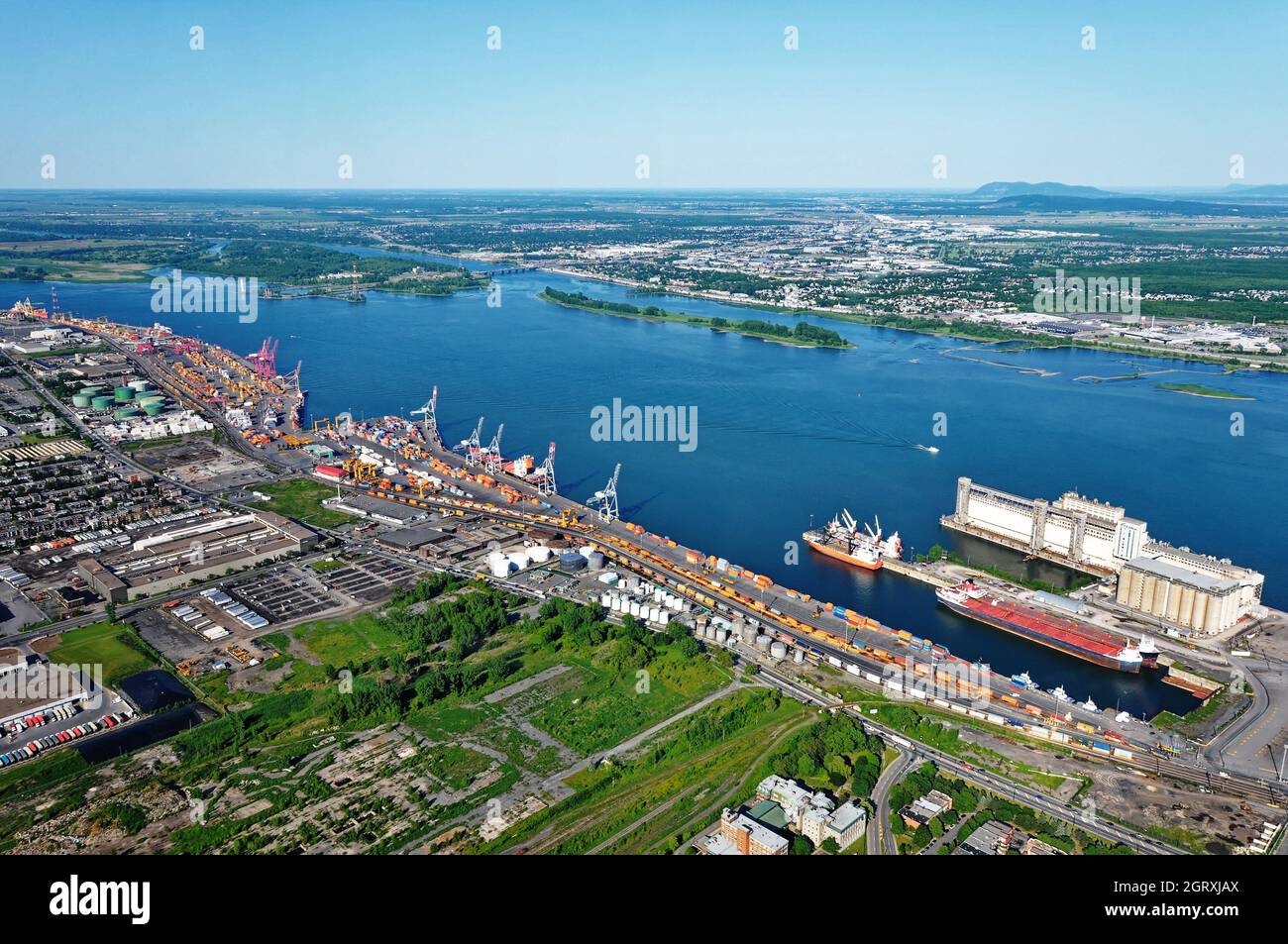 Aerial view of the eastern section of the Port of Montreal Stock Photo