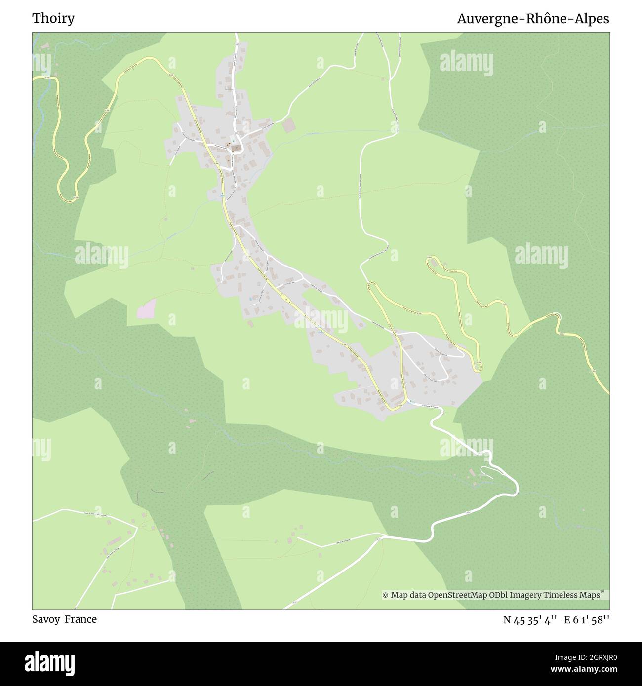 Thoiry, Savoy, France, Auvergne-Rhône-Alpes, N 45 35' 4'', E 6 1' 58'', map, Timeless Map published in 2021. Travelers, explorers and adventurers like Florence Nightingale, David Livingstone, Ernest Shackleton, Lewis and Clark and Sherlock Holmes relied on maps to plan travels to the world's most remote corners, Timeless Maps is mapping most locations on the globe, showing the achievement of great dreams Stock Photo