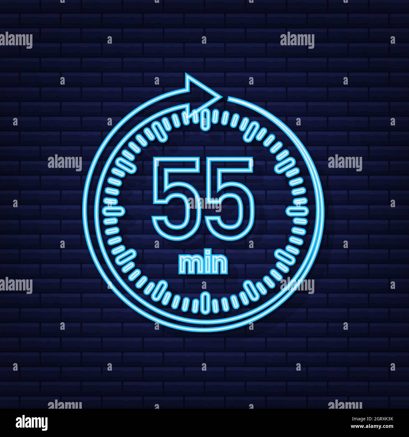 The 55 minutes, stopwatch vector neon icon. Stopwatch icon in flat style,  timer on on color background. Vector illustration Stock Vector Image & Art  - Alamy