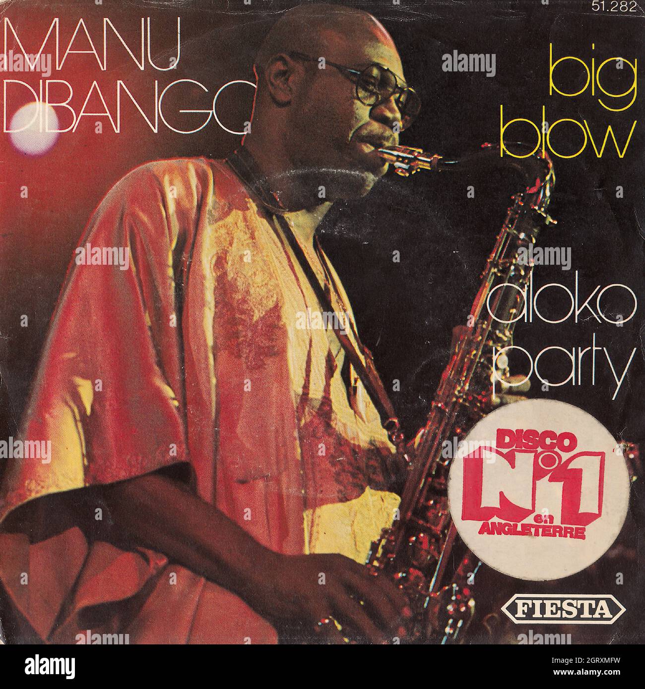 Manu Dibango - Big blow - Aloko party 45rpm - Vintage Vinyl Record Cover Stock Photo