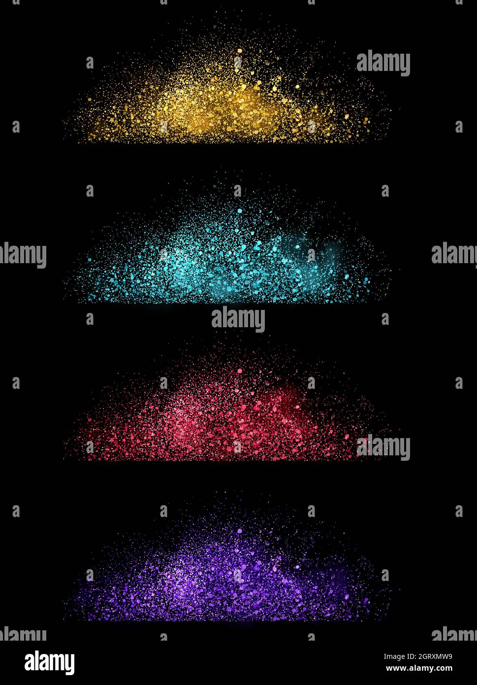 Luxury gold glitter particles on black background. glowing lights magic ...