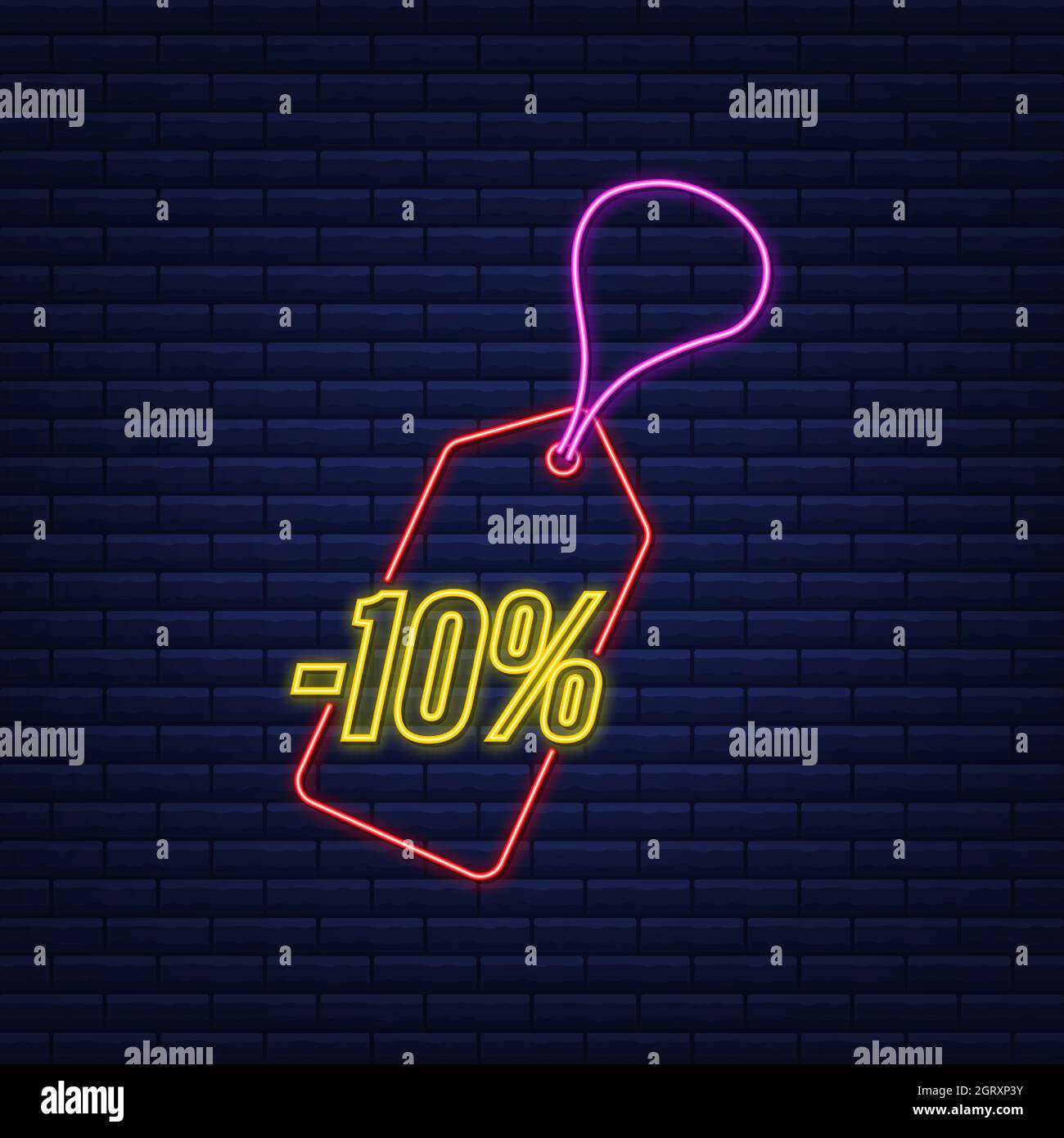 10 percent OFF Sale Discount neon tag. Discount offer price tag. 10 ...