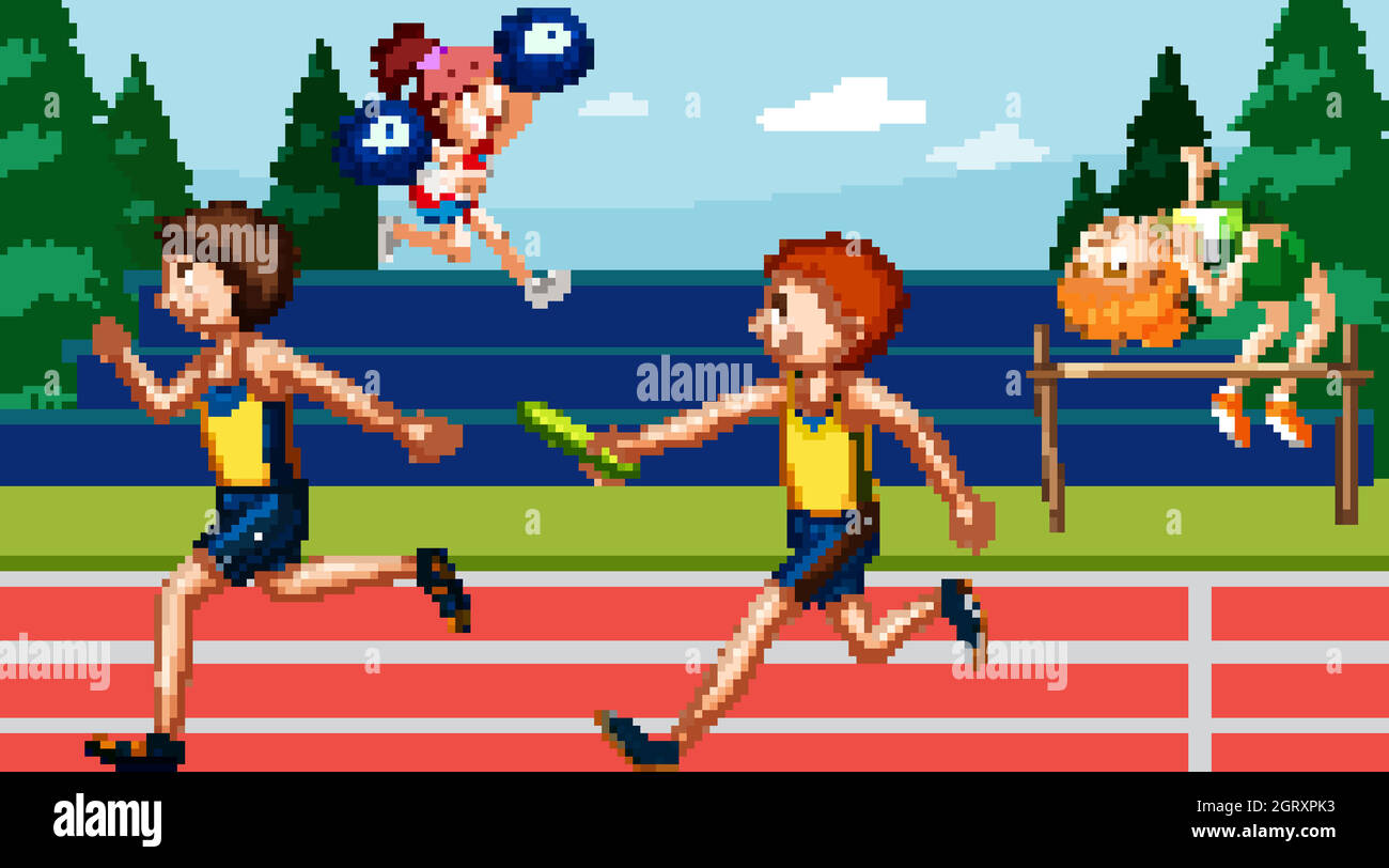 Background scene with athletes running in the track Stock Vector Image ...