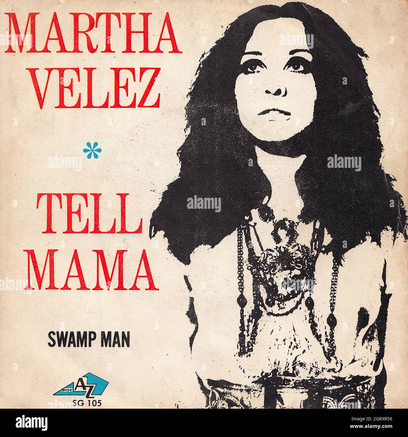 Martha Velez - Tell Mama - Swamp man 45rpm - Vintage Vinyl Record Cover Stock Photo