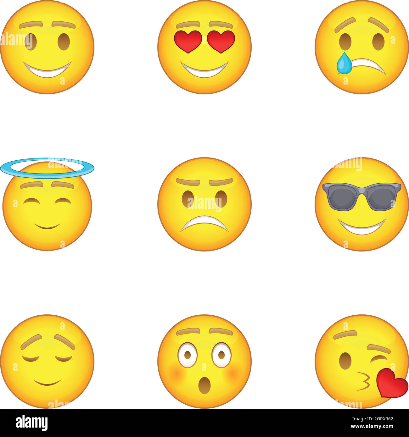 Emoji icons set, cartoon style Stock Vector