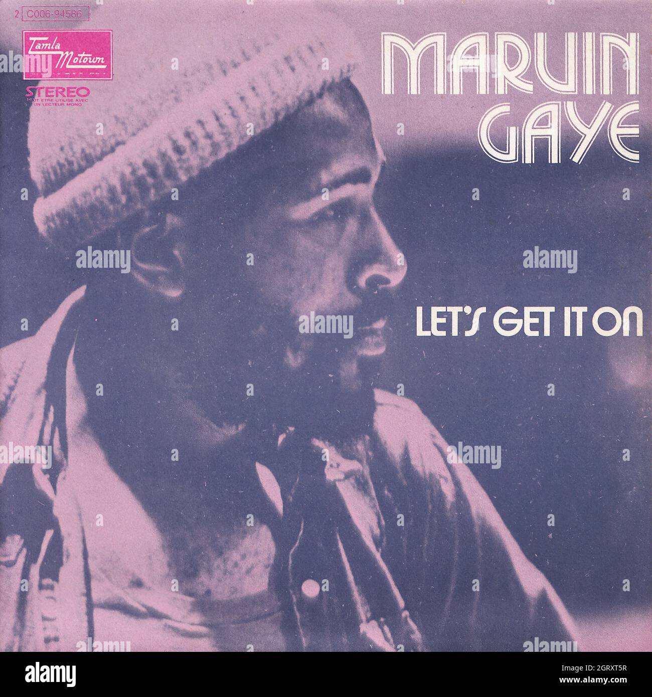 Marvin Gaye - Let's get it on - I wish it would rain 45rpm - Vintage Vinyl Record Cover Stock Photo
