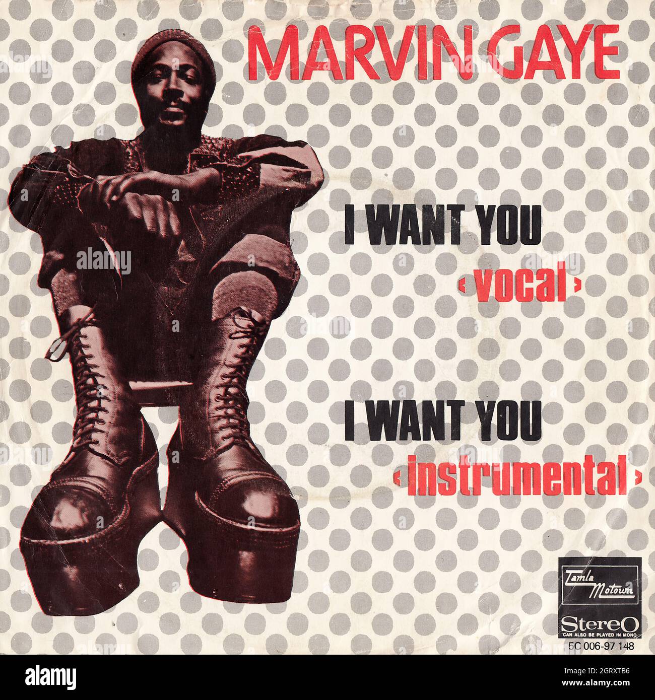 Marvin Gaye - I want you (vocal & instrumental) 45rpm - Vintage Vinyl Record Cover Stock Photo