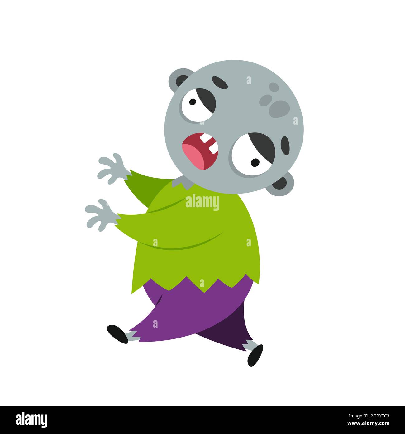 Funny cartoon zombie. Cute Halloween character walks with outstretched arms  and scares. Boy in costume for spooky party. Cool print with monster Stock  Vector Image & Art - Alamy