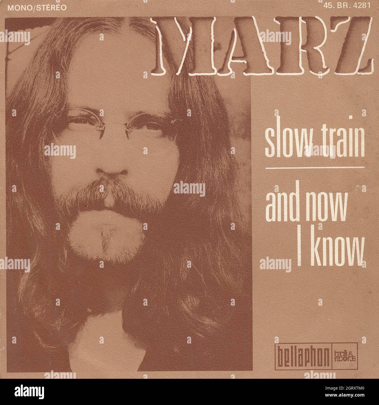 Marz - Slow train - And now i know 45rpm - Vintage Vinyl Record Cover Stock Photo