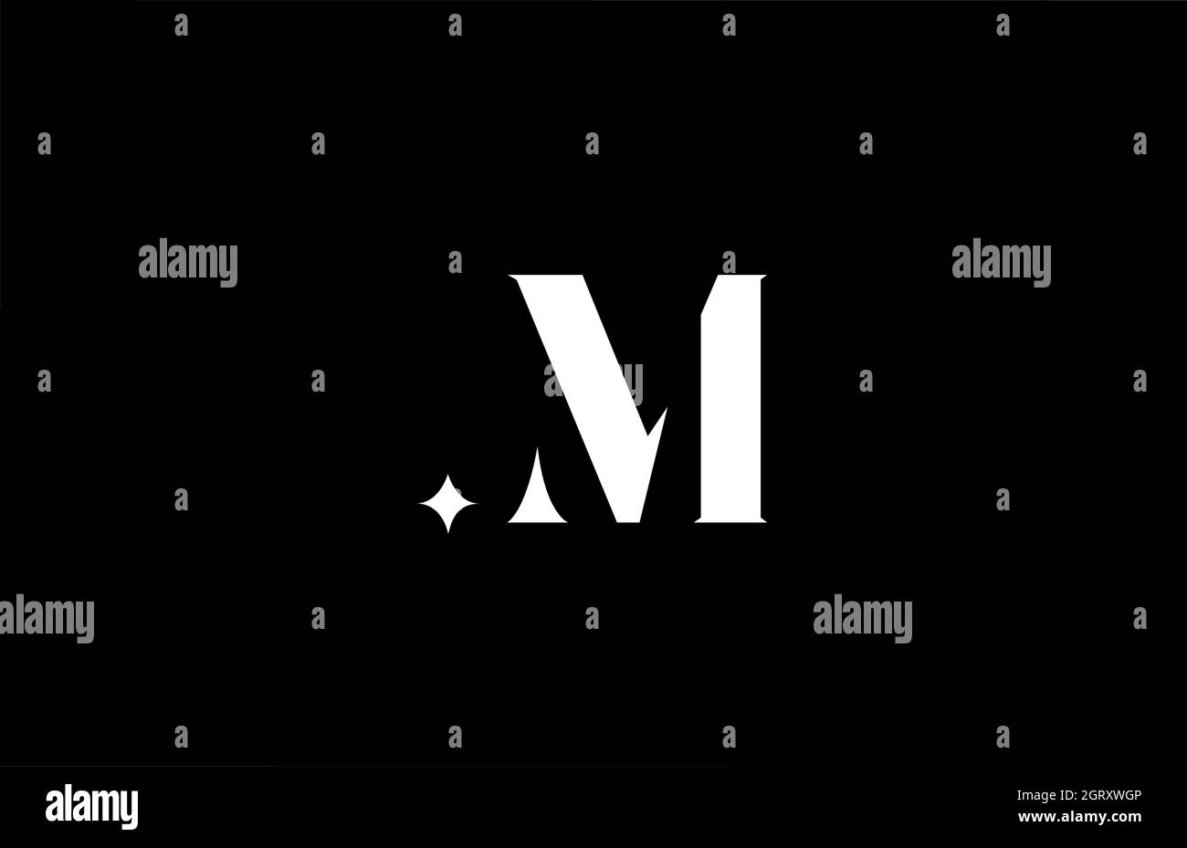 M alphabet letter logo for business and company. Creative lettering in black and white. Corporate identity branding design icon Stock Vector