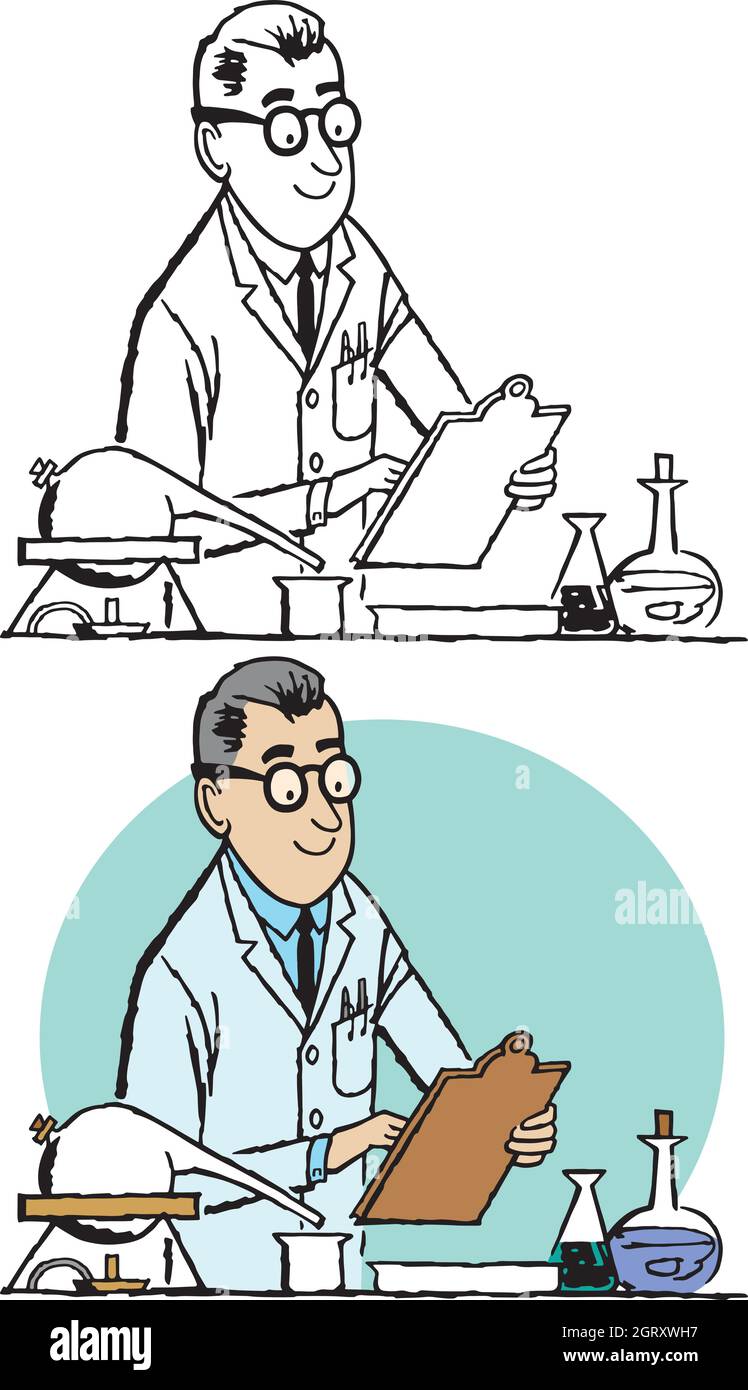 Lab Coat Scientist Drawing
