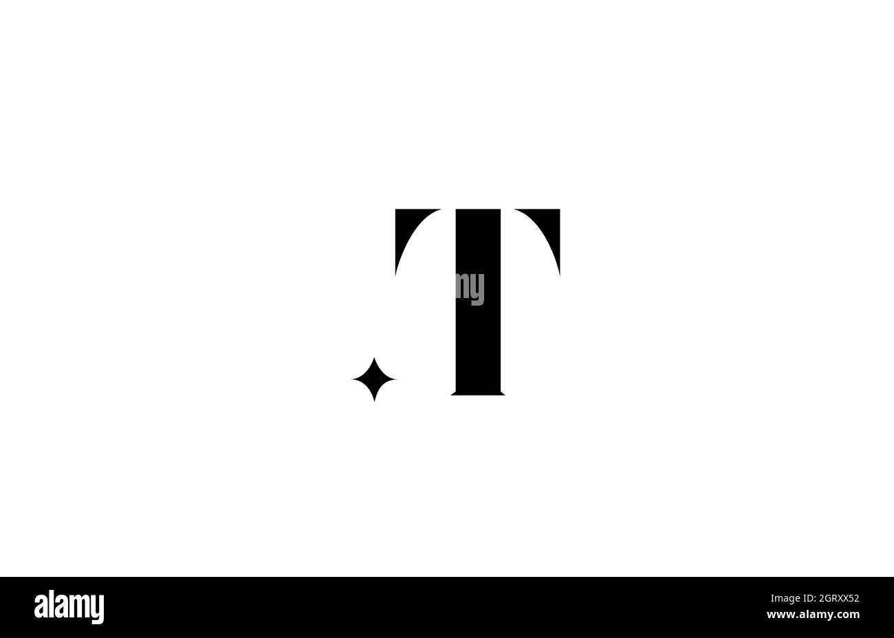black and white T alphabet letter logo for business with star. Creative ...