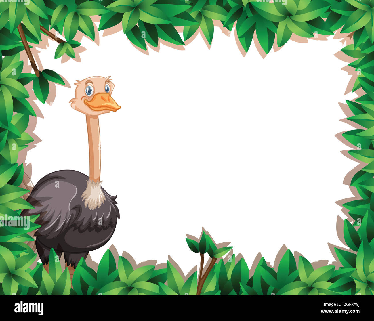 An ostrich on nature frame Stock Vector