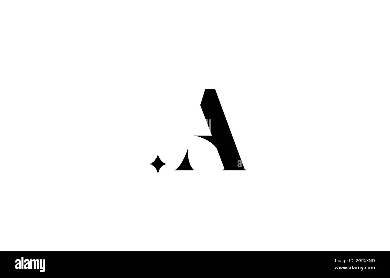 black and white A alphabet letter logo for business with star. Creative ...