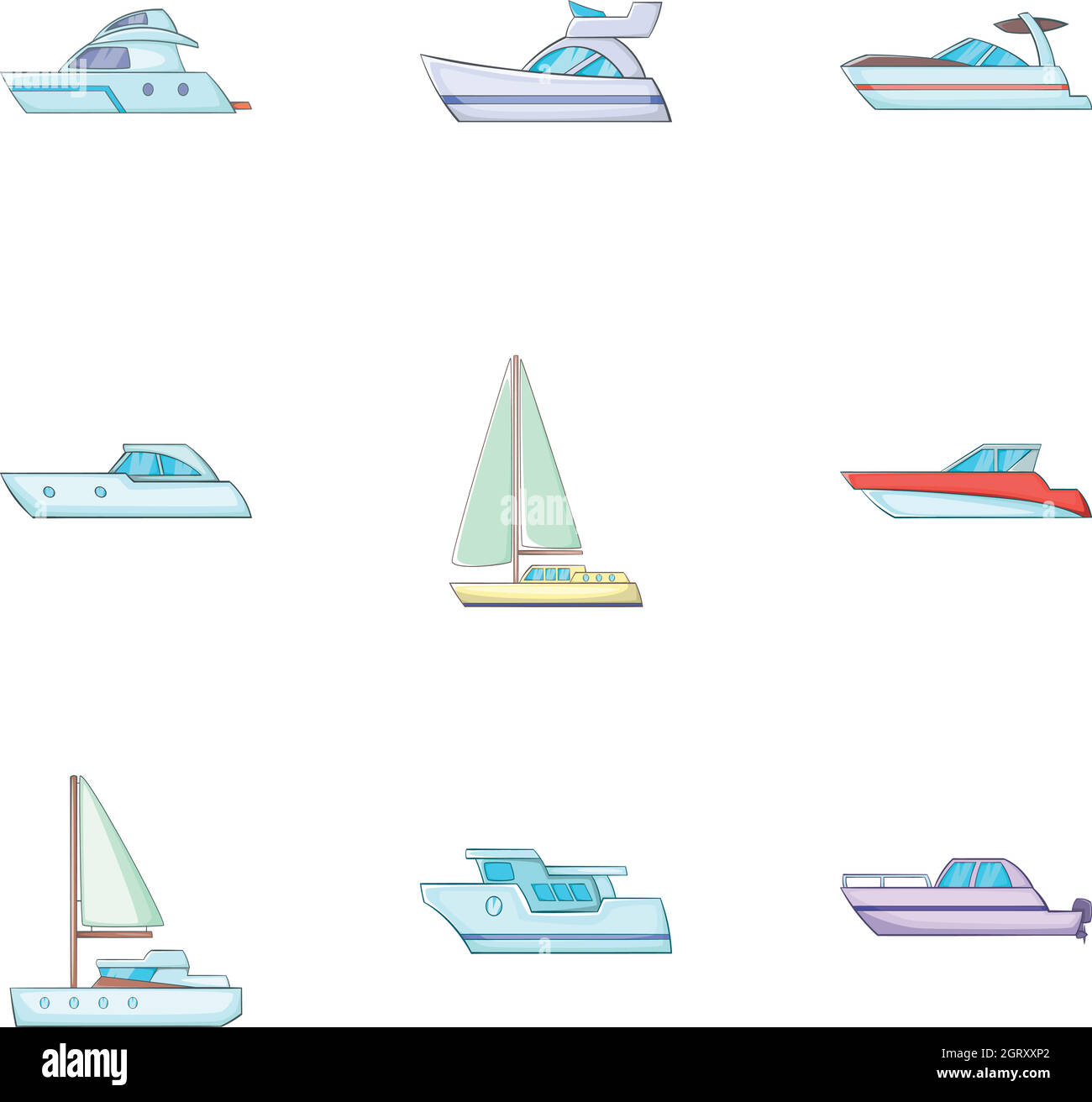 Ship transportation icons set, cartoon style Stock Vector