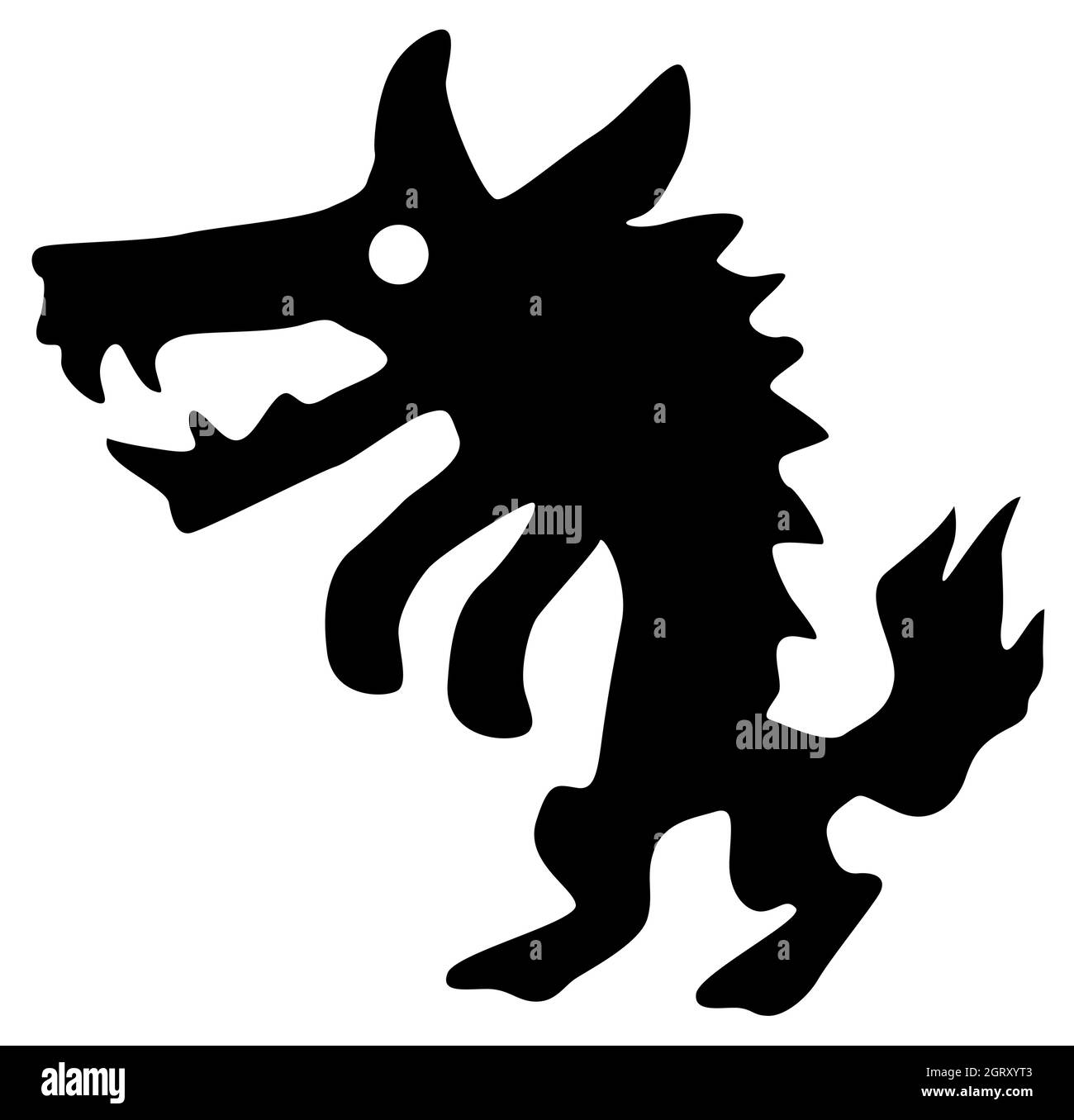 Monster Halloween creature werewolf silhouette stencil black, vector illustration, horizontal, over white, isolated Stock Vector