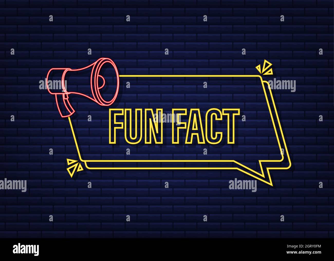 Fun fact neon icon on dark background. Vector stock illustration Stock ...