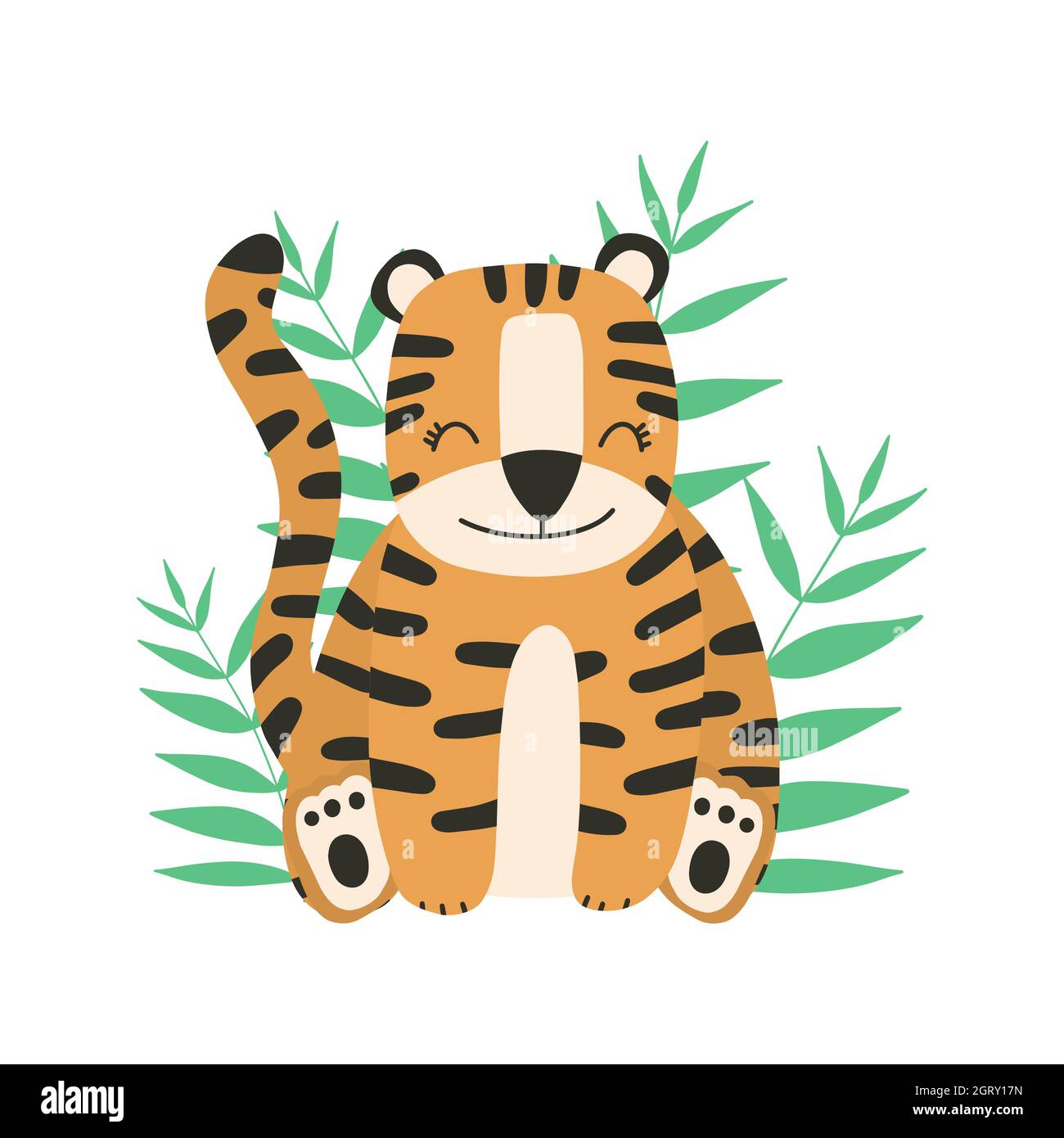 Cute little tiger. Chinese 2022 year symbol. Year of tiger. Decorative cute backdrop, good for printing.Cartoon animal Stock Vector