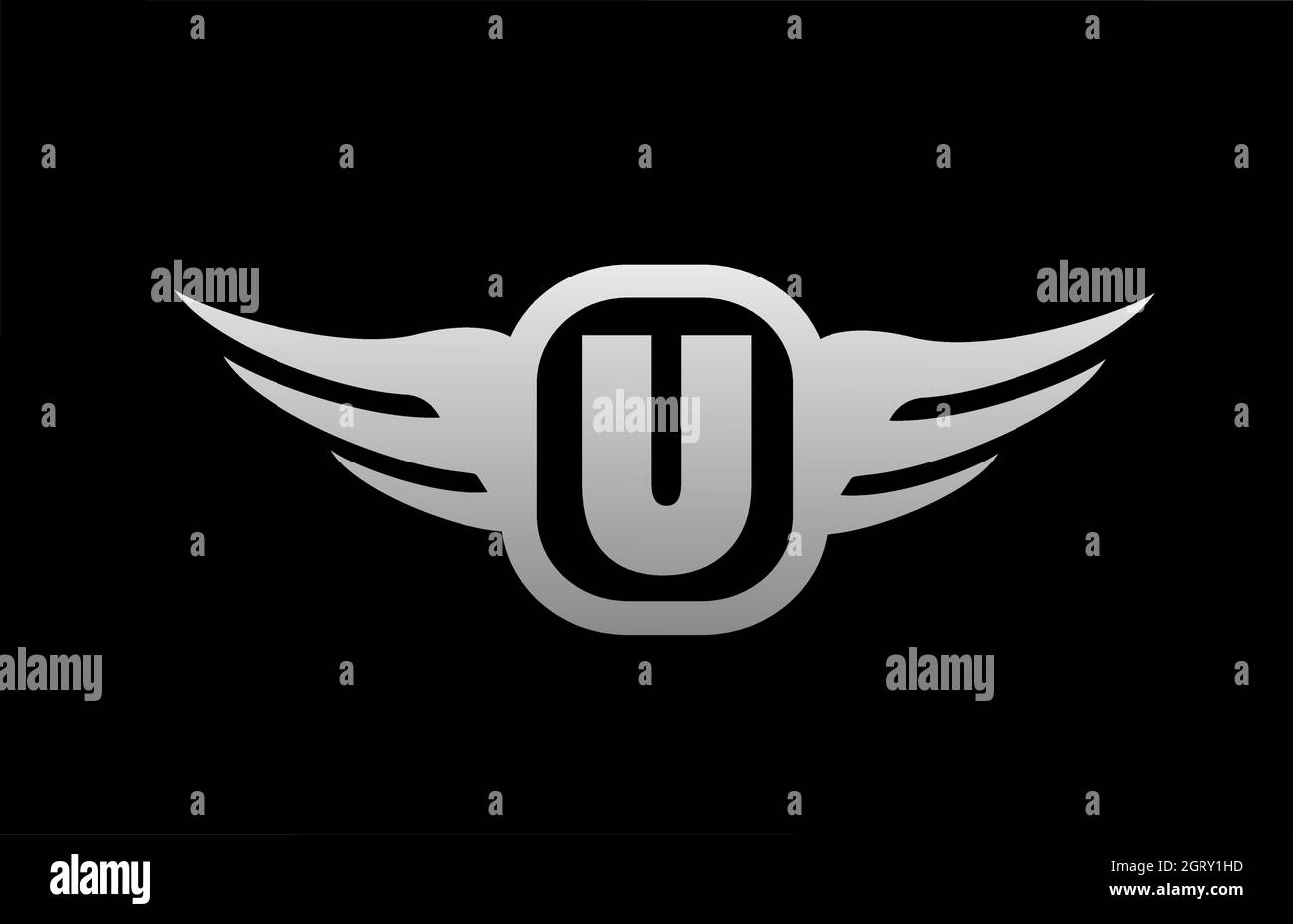 U alphabet letter logo for business and company with wings and black ...