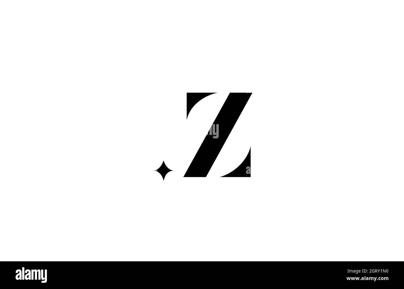 black and white Z alphabet letter logo for business with star. Creative ...