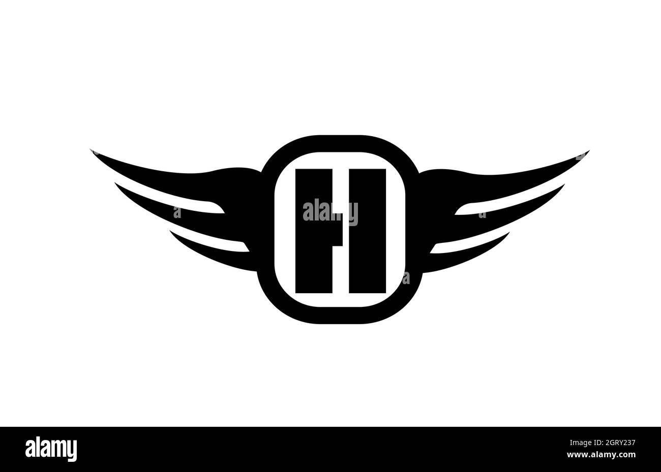 H alphabet letter logo for business and company with wings and black ...