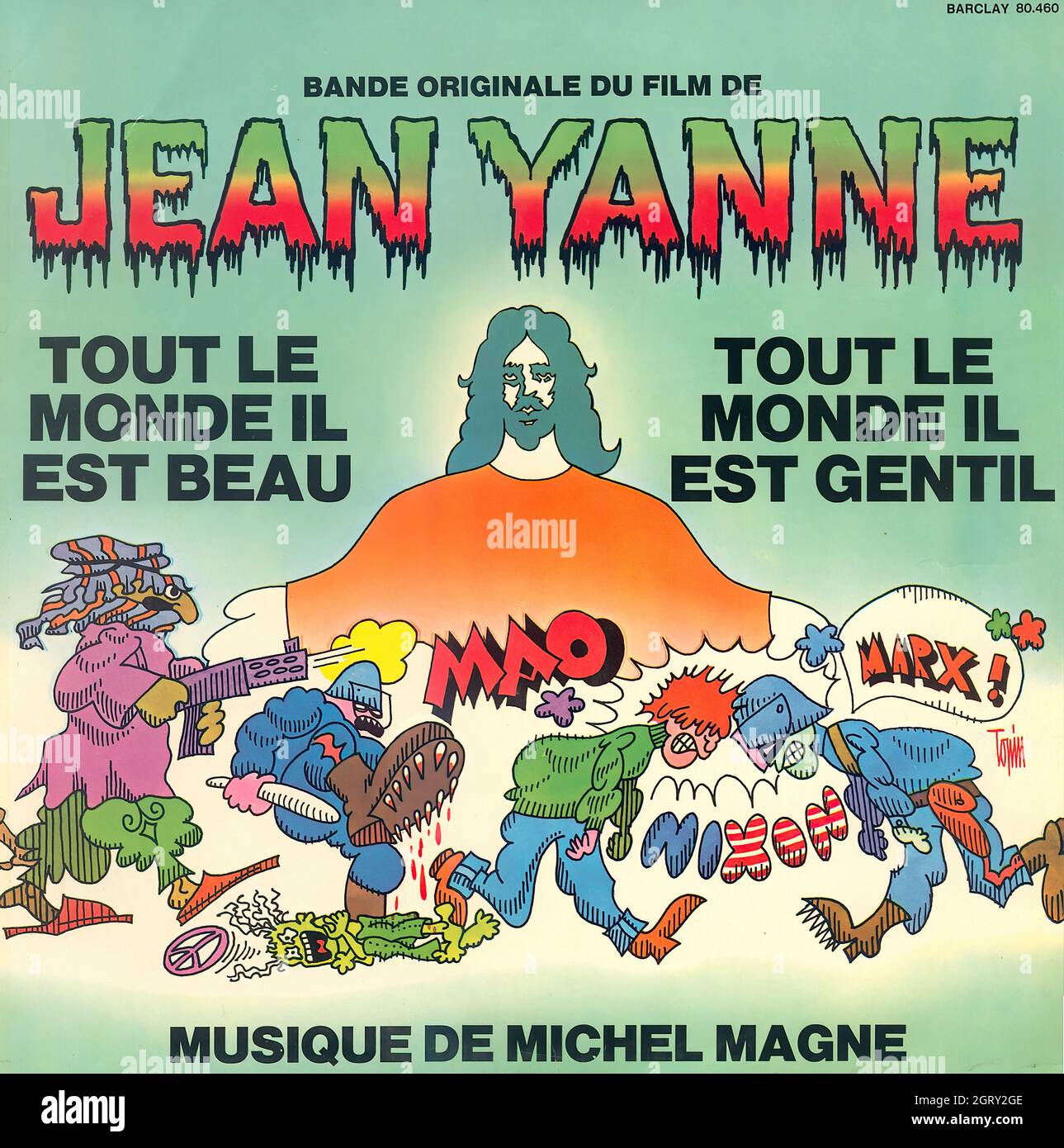 Michel Magne et Jean Yanne - Tout le monde il est beau, tout le monde il est gentil o.s.t. - Vintage Vinyl Record Cover Stock Photo