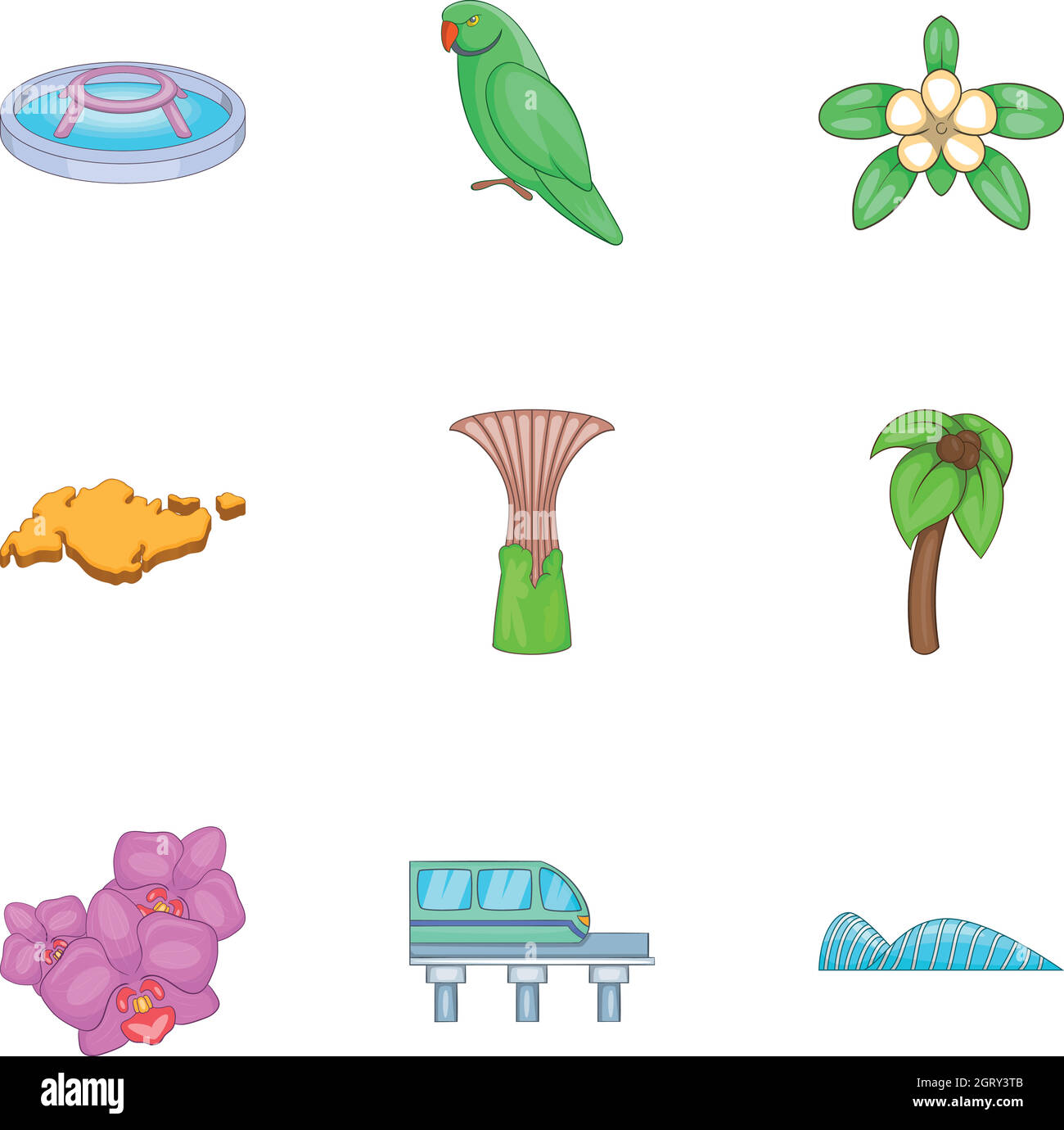 Singapore national cultural symbols icons set Stock Vector Image & Art ...