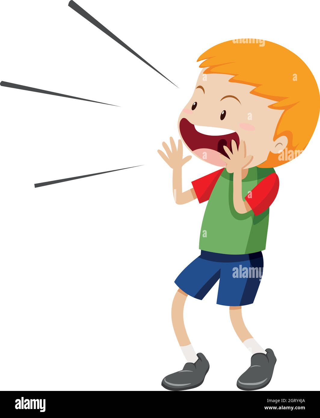 Little boy shouting out Stock Vector