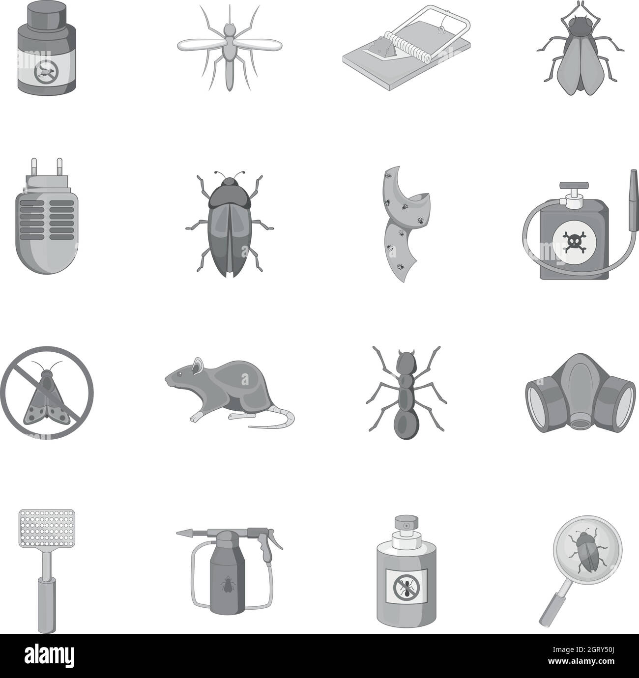 Exterminator icons set, monochrome style Stock Vector