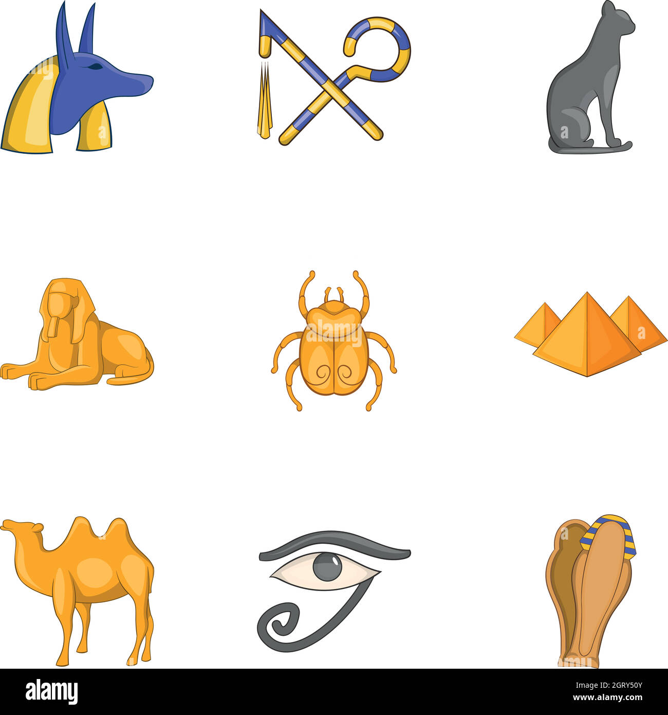Egypt icons set, cartoon style Stock Vector