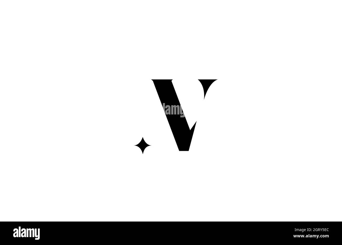 black and white V alphabet letter logo for business with star. Creative ...