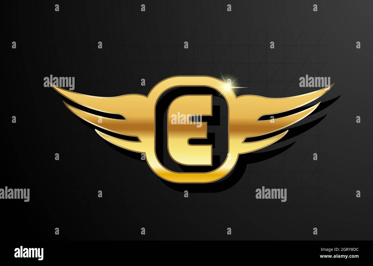 E gold letter logo alphabet for business and company with yellow color ...