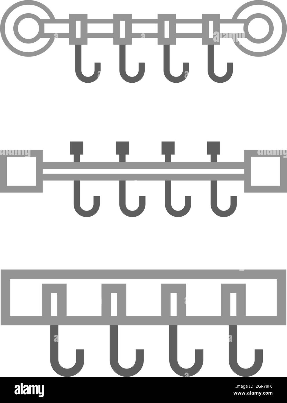 Vector towel hanger icon set in flat. Stock Vector