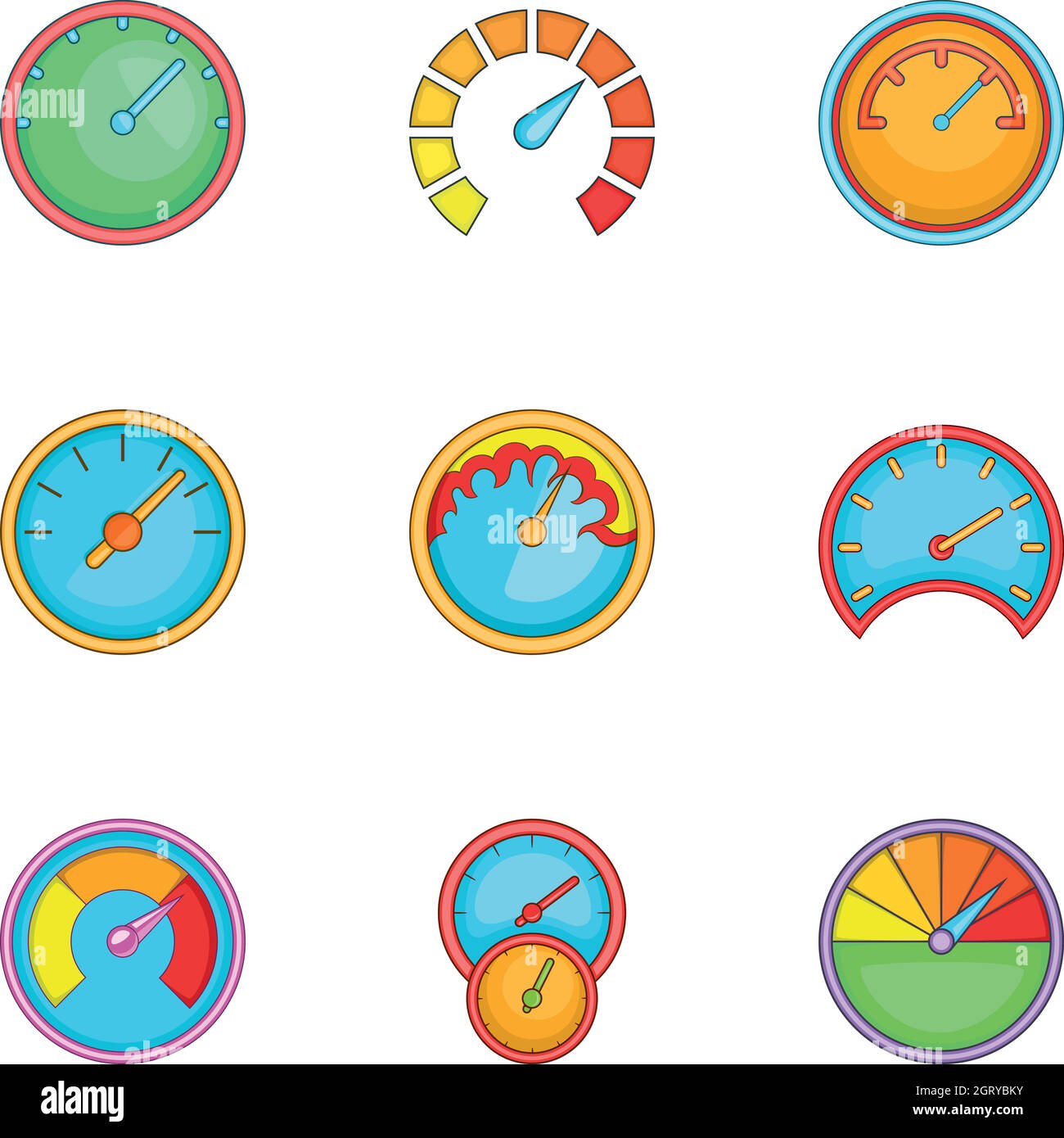 Types of speedometers icons set, cartoon style Stock Vector Image & Art ...