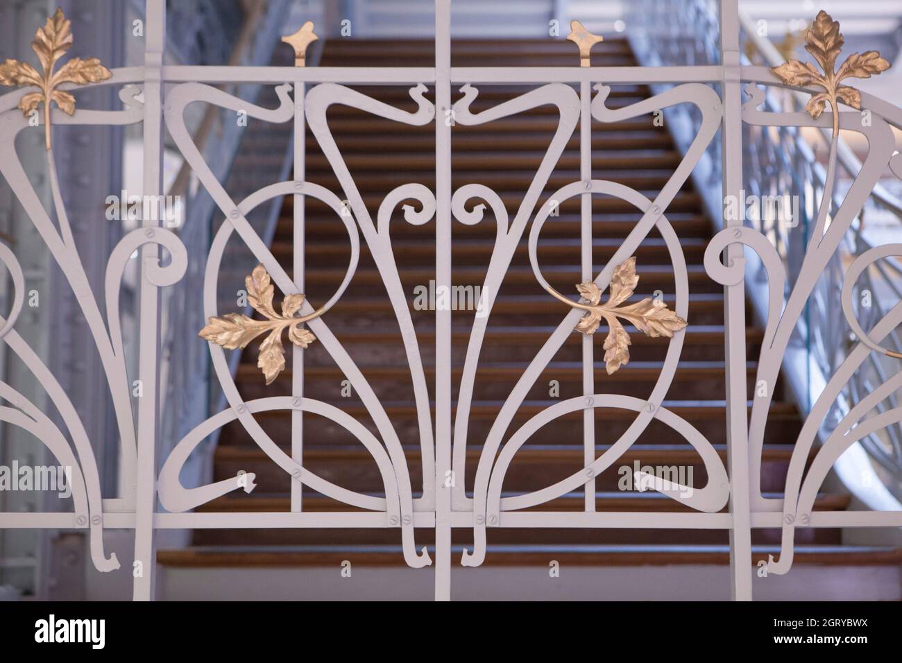 Paris, France, 1 October 2021: The Samaritaine department store has reopened after a long refurbishment which has preserved many of it's art deco and art nouveau features. The building now includes a hotel, the Cheval Blanc, and several spaces for eating and drinking, most notably under the glass roof surrounded by murals of peacocks. On the ground floor the 'Boutique de Loulou' sells gift items while the rest of the store is devoted to luxury designer brands. Anna Watson/Alamy Live News Stock Photo