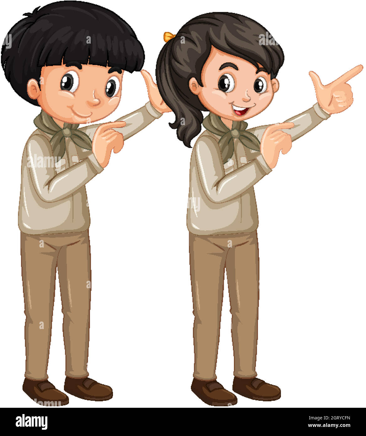 Boy and girl in scout uniform on white background Stock Vector Image ...