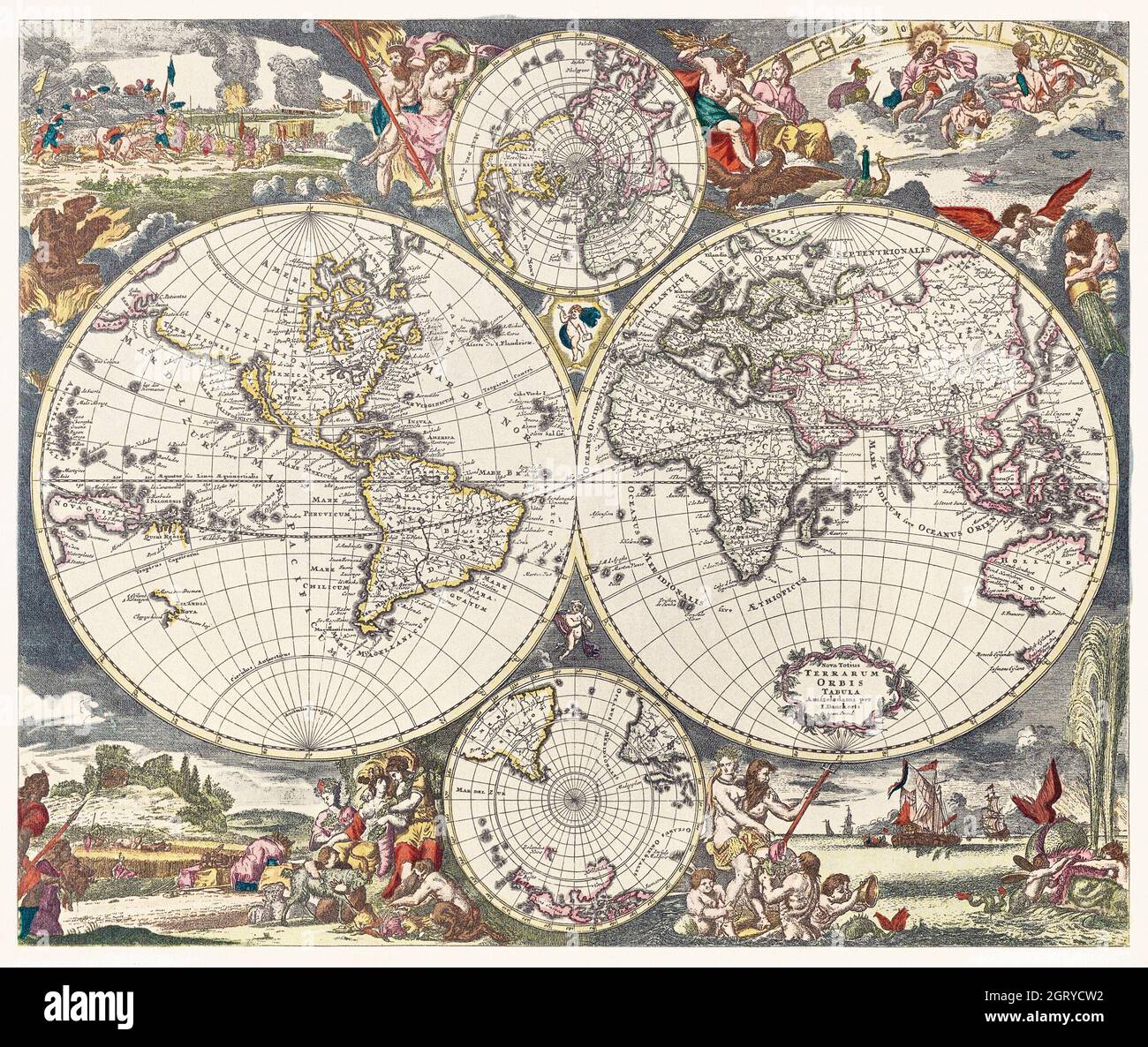 1660 World Map Poster – 'Nova Totius Terrarum Orbis Tabula' – Vintage Reproduction 20x28