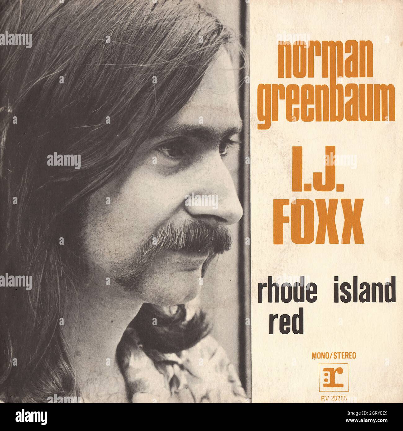 Norman Greenbaum - I.J. Foxx - Rhode Island red 45rpm - Vintage Vinyl Record Cover Stock Photo