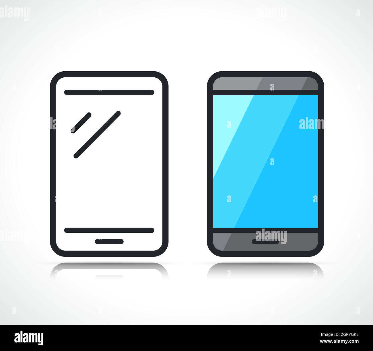 smartphone flat and line icon Stock Vector
