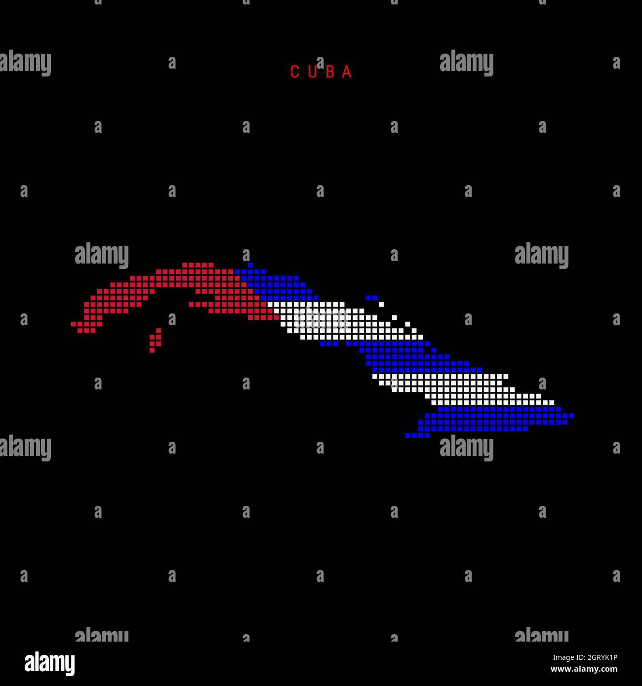 Square dots pattern map of Cuba. Dotted pixel map with national flag ...