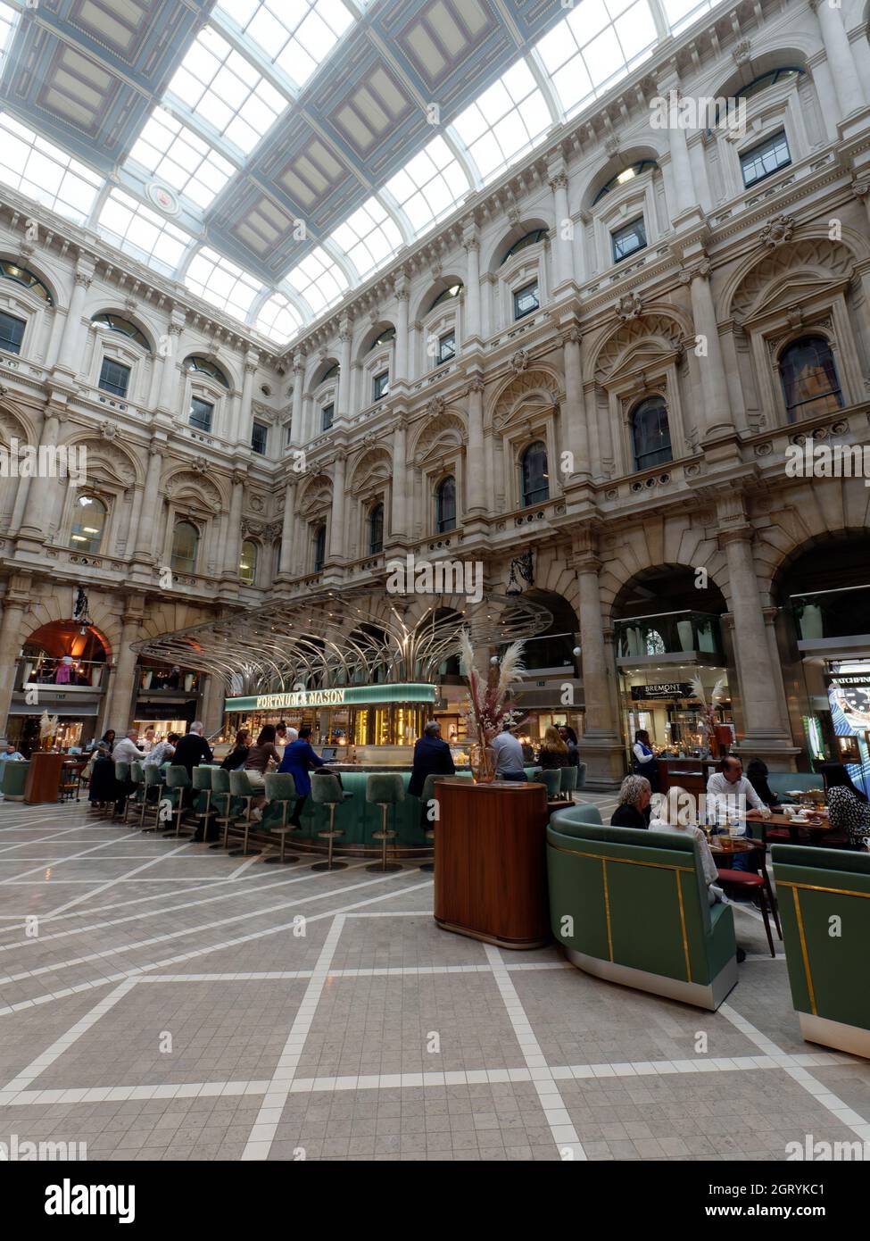 London, Greater London, England, September 21 2021: Fortnum and Mason Bar and Restaurant in the Royal Exchange, City of London. Stock Photo